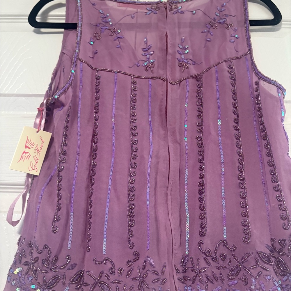 Chic Lavender Embroidered Blouse - Picture 4 of 7